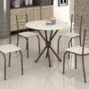 Conjunto Mesa Tubular Rio Marrom com 4 cadeiras Tampo Ardósia Circular Off White - 0,75x0,75