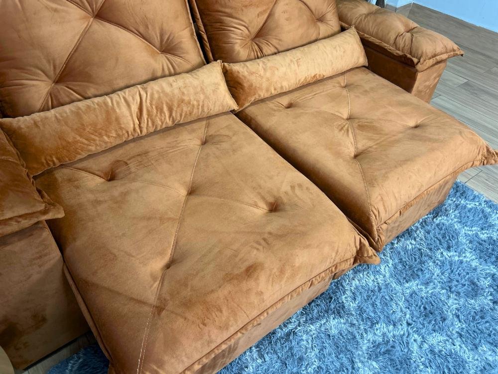 Sofá Retrátil Reclinável Porto Madero 2.00m- Terracota Veludo - Imagem 5