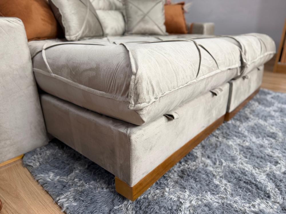 Sofá Retrátil Reclinável Pleno 2.30m - Capuccino Veludo - Imagem 6