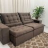 Sofá Retrátil Reclinável Small 2.30m - Marrom Veludão