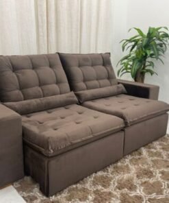 Sofá Retrátil Reclinável Small 2.30m - Marrom Veludão