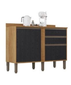 Balcão de Cozinha Pérola 1,20m - Cinamomo/Preto