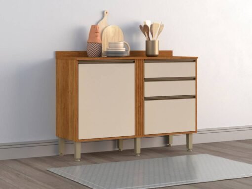 Balcão de Cozinha Pérola 1,20 - Cinamomo/Off White