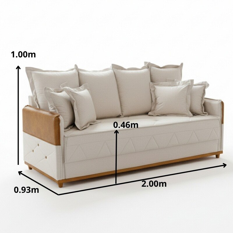 Sofá 3 lugares Vican Larg. 2.00m Linho Bege 5044 Detalhe 05 - Molas Bonnel - Imagem 2