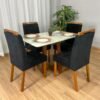 Mesa de Jantar Bali 1.20x0.80 Com 4 Cadeiras Isa - Cinamomo/Off White/Preta