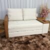Sofa Cama Anis 1.60m - Bege Linho/Marrom Courino