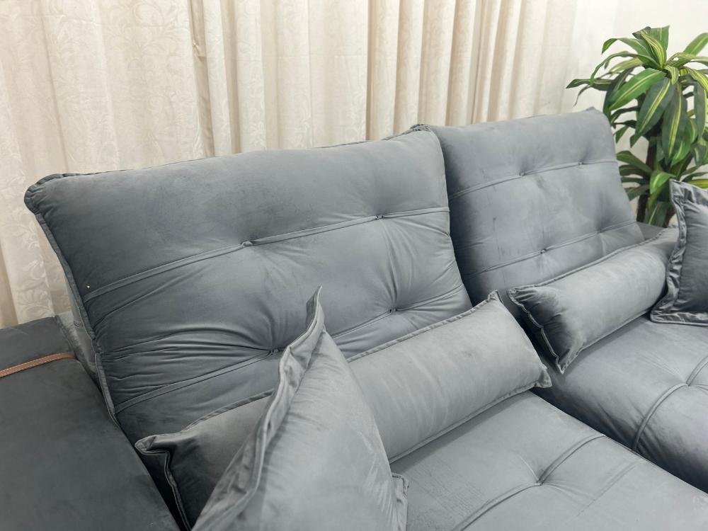 Sofá Retrátil e Reclinável Kioto 2.10m - Cinza Veludo - Imagem 4