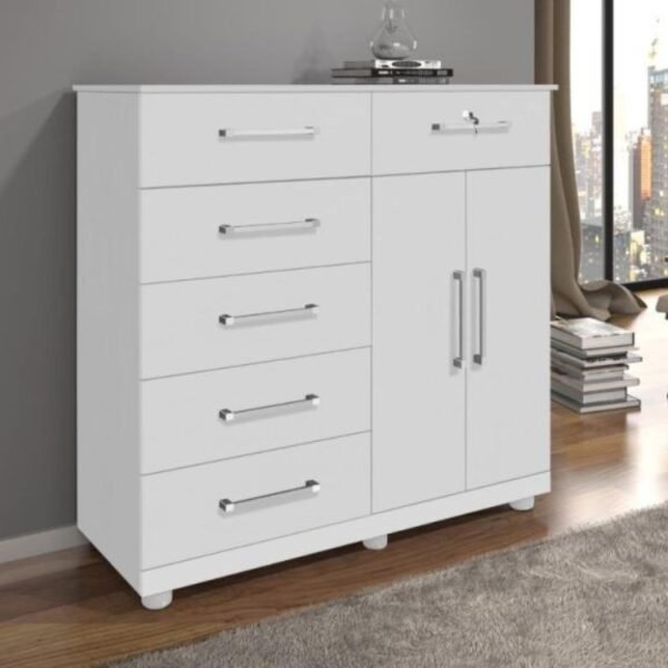Cômoda 6 gavetas 2 portas Ref.: 021 - Branco
