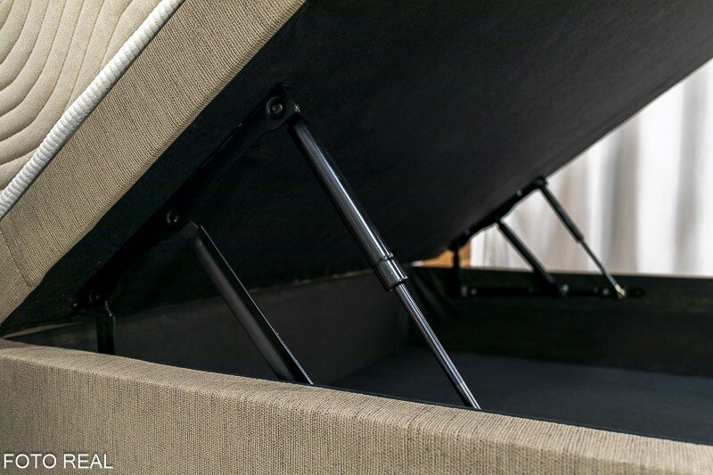 Box Baú Casal Eli Korino Bege Blindado + Colchão Casal Airtech Springpocket 138x188x67 Ortobom - Imagem 3