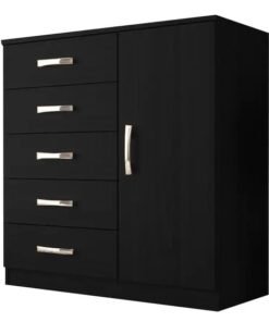 Cômoda 5 gavetas 1 porta Ref.: 012 - Preto