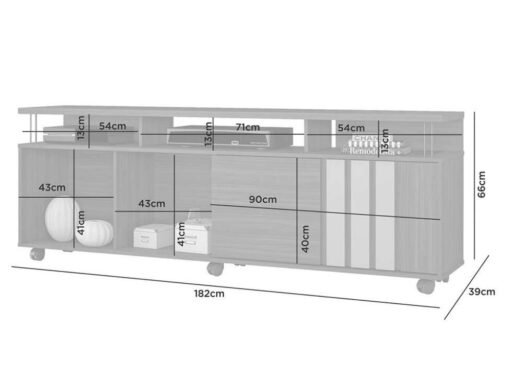 Rack Atraente 70" - Grafite/Cinamomo - Imagem 2