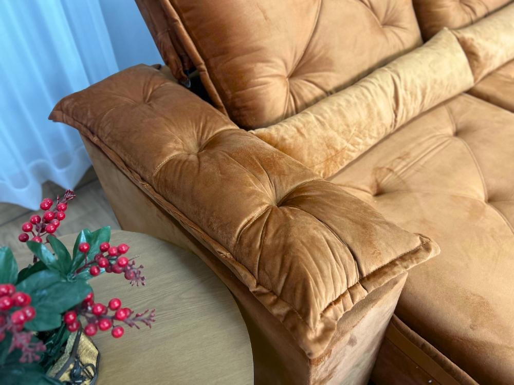 Sofá Retrátil Reclinável Porto Madero 2.00m- Terracota Veludo - Imagem 6