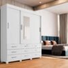 Guarda-Roupa Itapema II 3 portas de correr com espelho 9 gavetas - Branco