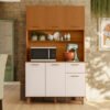 Armário de Cozinha Kit Lívia 1,10m -  Freijó Ripado/ Off White
