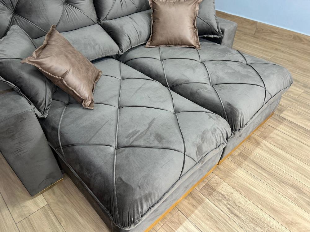Sofá Retrátil e Reclinável Gran Bello 2.50m - Marrom Veludo - Imagem 5