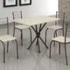 Conjunto Mesa Tubular Rio Marrom com 4 cadeiras Tampo Ardósia Off White  - 1.00x0.60