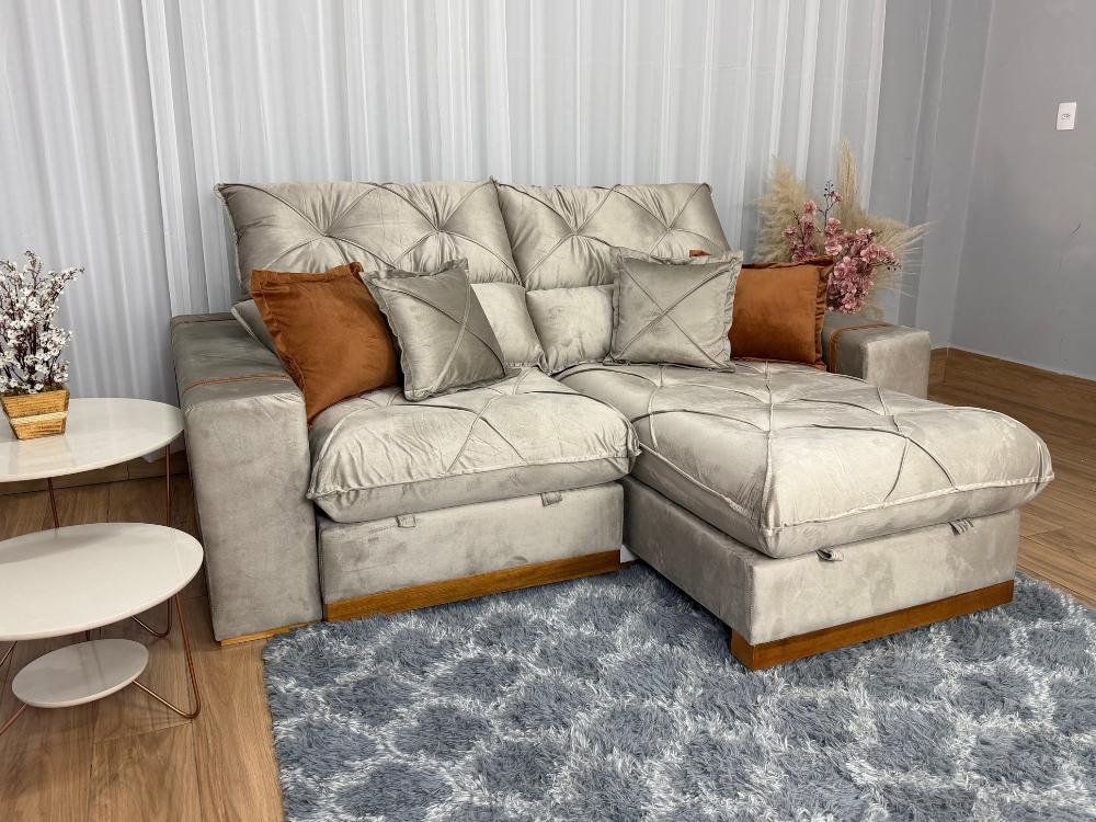 Sofá Retrátil Reclinável Pleno 2.30m - Capuccino Veludo - Imagem 3