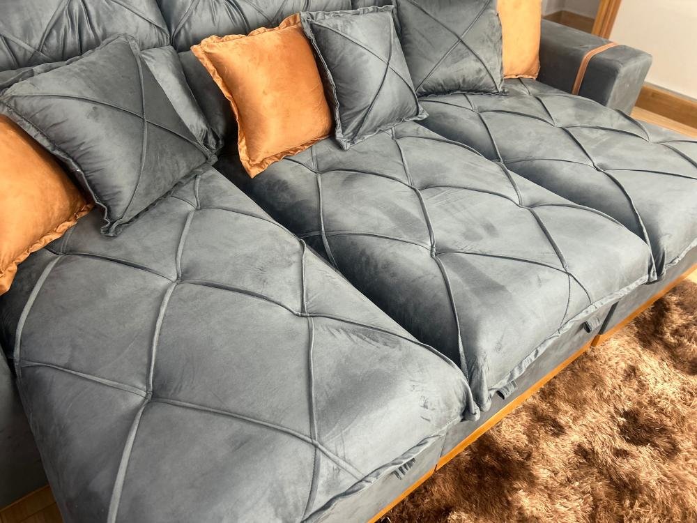 Sofá Retrátil Reclinável Pleno 3 Módulos 2.60m - Cinza Veludo - Imagem 6