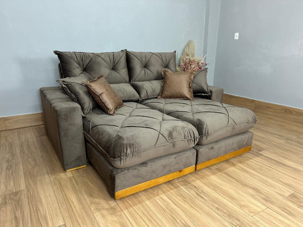 Sofá Retrátil e Reclinável Gran Bello 2.50m - Marrom Veludo - Imagem 3