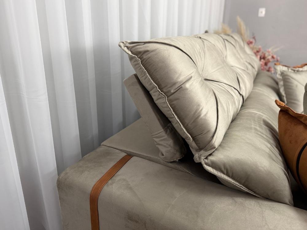 Sofá Retrátil Reclinável Pleno 2.30m - Capuccino Veludo - Imagem 8