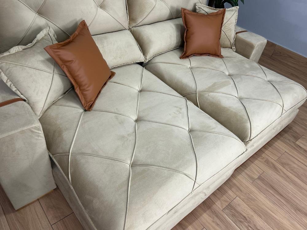 Sofá Retrátil e Reclinável Gran Bello 2.50m - Bege Veludo - Imagem 7