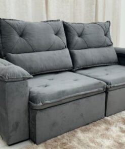 Sofá Retrátil e Reclinável REF 2030 2.00m - Cinza Veludão
