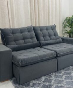 Sofá Retrátil Reclinável Small 2.00m - Cinza Veludão