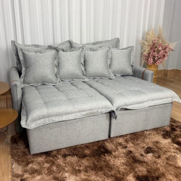 Sofá Retrátil Caixa Zero Munique 1.80m - Cinza Linho