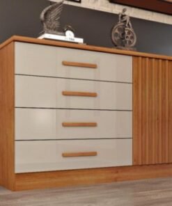 Cômoda Sapateira Barcelona 4 Gavetas 1 Porta Tcil - Cinamomo/Off White