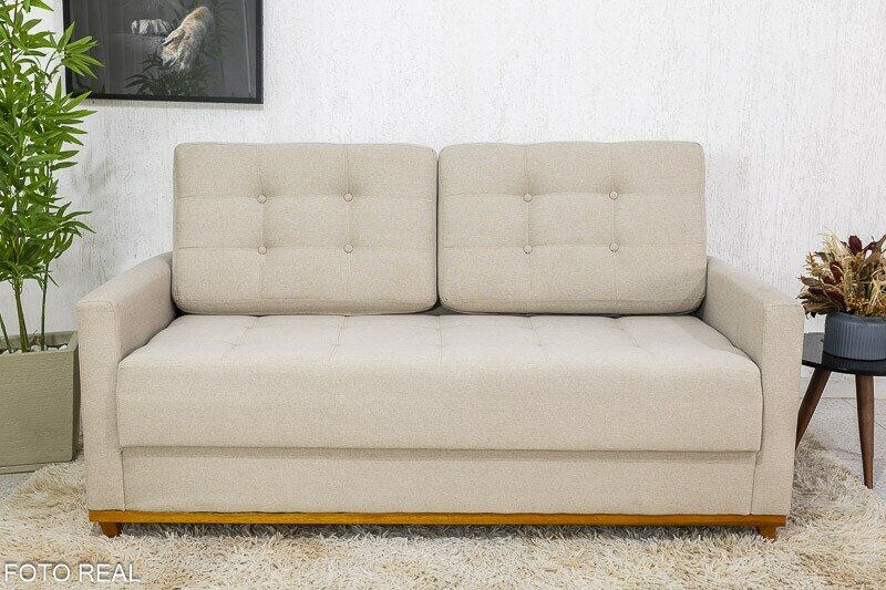 Sofá 3 lugares Living Áustria Linho Bege A57 Larg. 1.70m - Imagem 2