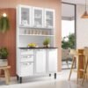 Armário Kit de Cozinha c/ Vidro 1,05m Pratika - Branco