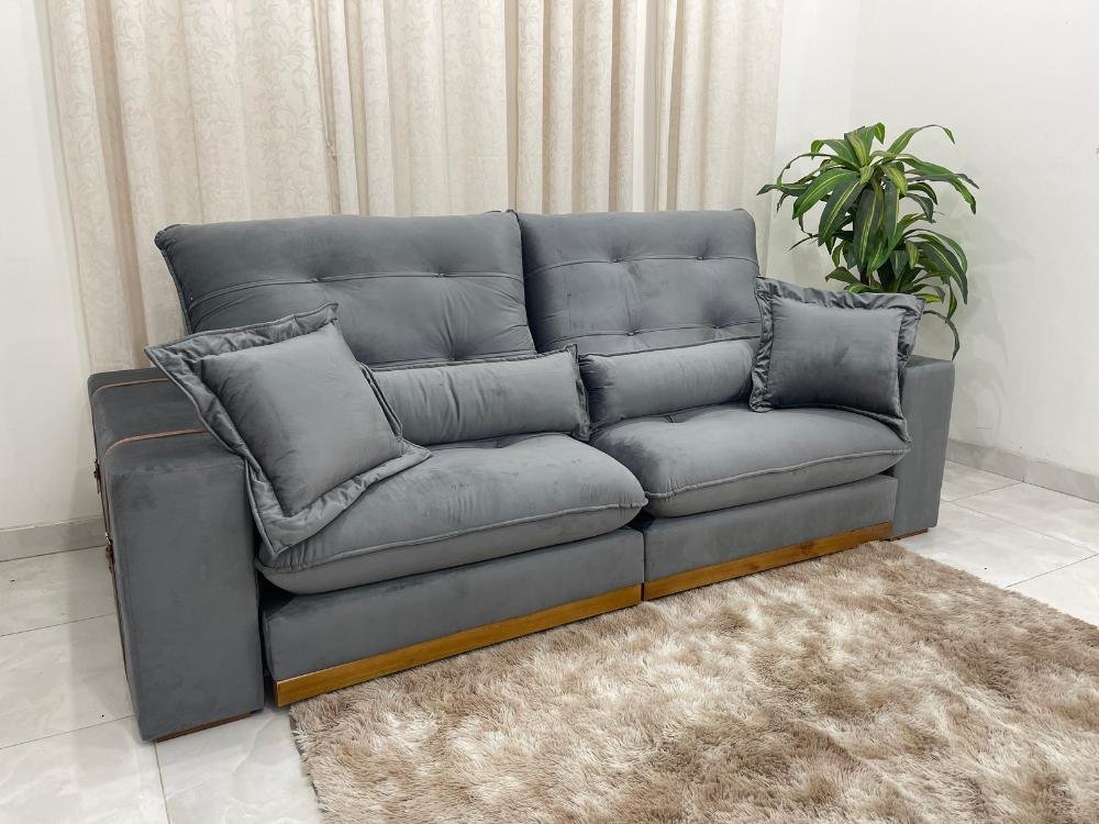 Sofá Retrátil e Reclinável Kioto 2.30m - Cinza Veludo - Imagem 7
