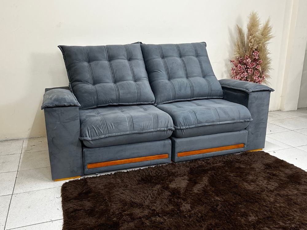Sofá Retrátil Reclinável Iguaçu 2.10m - Cinza Veludão - Imagem 7