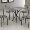Conjunto Mesa Tubular Rio Preto Fosco com 4 cadeiras Tampo Granito Topázio - 1.00x0.60