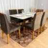 Mesa de Jantar Madri 1.60x0.80 Com 6 Cadeiras Londres - Cinamomo/Off white/Marrom Veludo