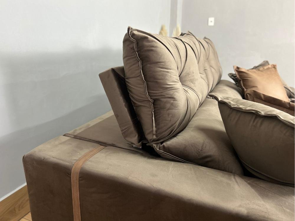 Sofá Retrátil e Reclinável Gran Bello 2.50m - Marrom Veludo - Imagem 9