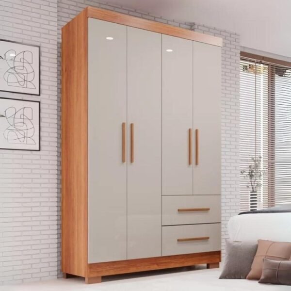 Guarda Roupa Estrela 4 portas - Cinamomo/Off White