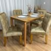 Mesa de Jantar Veneza 1.20x0.80 c/4 Cadeiras Londres - Cinamomo Laminado/Avelã Veludo