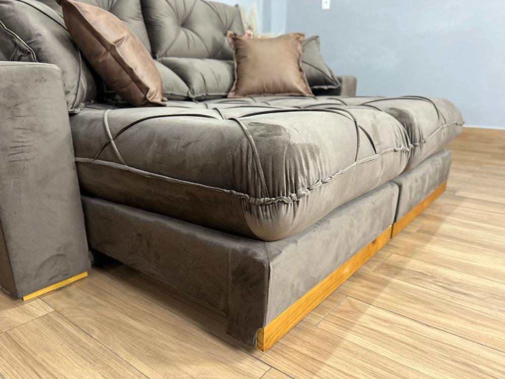 Sofá Retrátil e Reclinável Gran Bello 2.50m - Marrom Veludo - Imagem 7