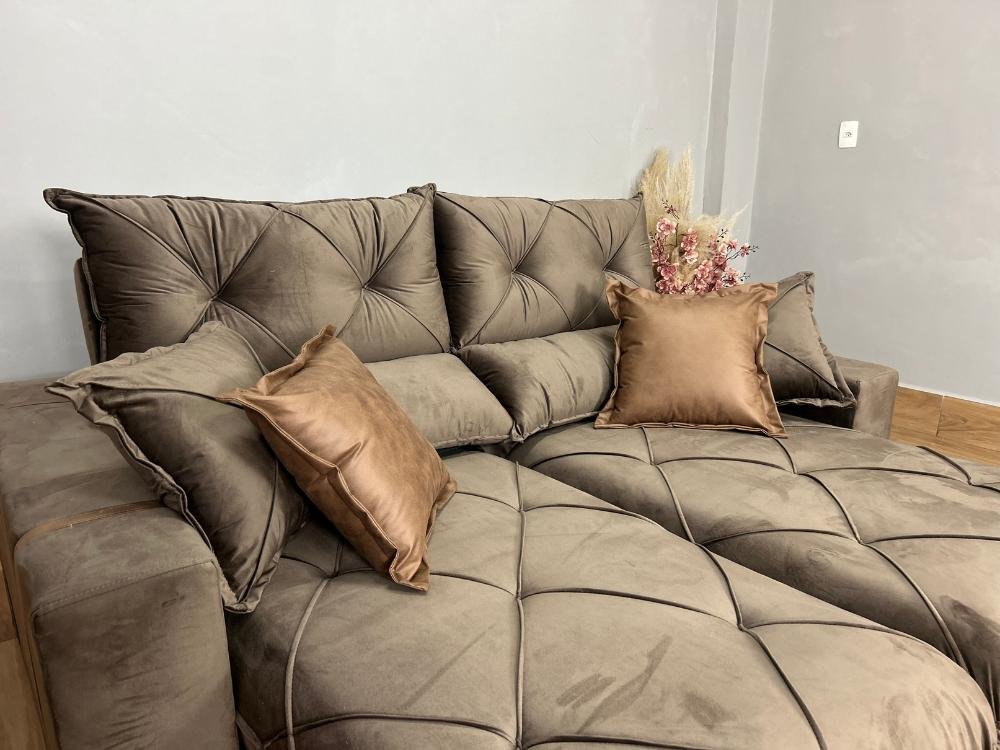 Sofá Retrátil e Reclinável Gran Bello 2.50m - Marrom Veludo - Imagem 8