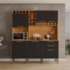 Armário Kit de Cozinha New Topázio 1,65m - Cinamomo/Preto