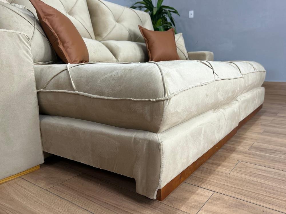 Sofá Retrátil e Reclinável Gran Bello 2.50m - Bege Veludo - Imagem 9