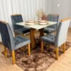 Mesa de Jantar Madri 1.20x0.80 Com 4 Cadeiras Londres - Cinamomo/Off white/Cinza Veludo