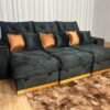 Sofá Retrátil Reclinável Pleno 3 Módulos 2.60m - Preto Veludo