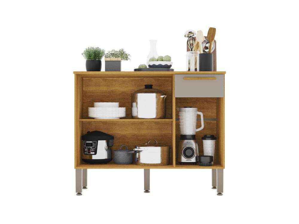 Balcão de Cozinha Madri 1,05m - Cinamomo/Off White - Imagem 2