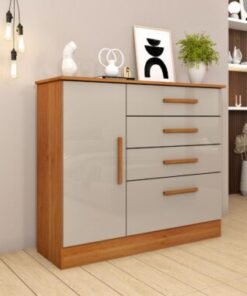 Cômoda Sapateira Chicago 4 Gavetas 1 Porta Tcil - Cinamomo/Off White