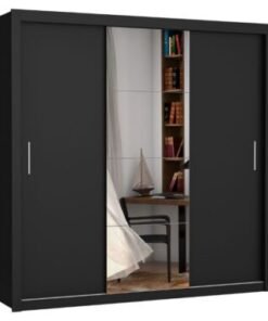 Guarda-Roupa Veneza Plus c/ espelho 3 portas e 4 gavetas - Preto