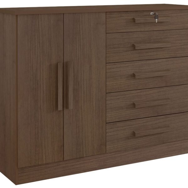 Cômoda sapateira New Athos 5 gavetas 2 portas - Castanho