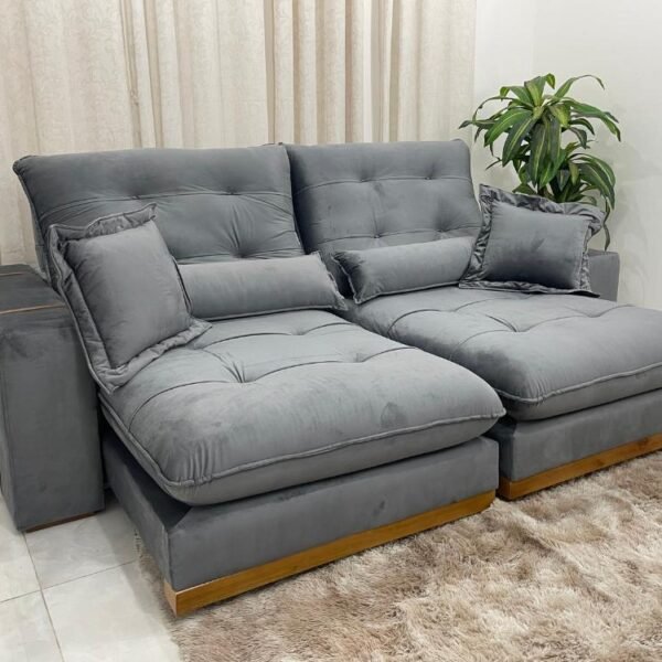 Sofá Retrátil e Reclinável Kioto 2.30m - Cinza Veludo