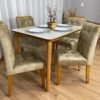 Mesa de Jantar Veneza 1.20x0.80 c/4 Cadeiras Londres - Cinamomo/Off White/Avelã Veludo